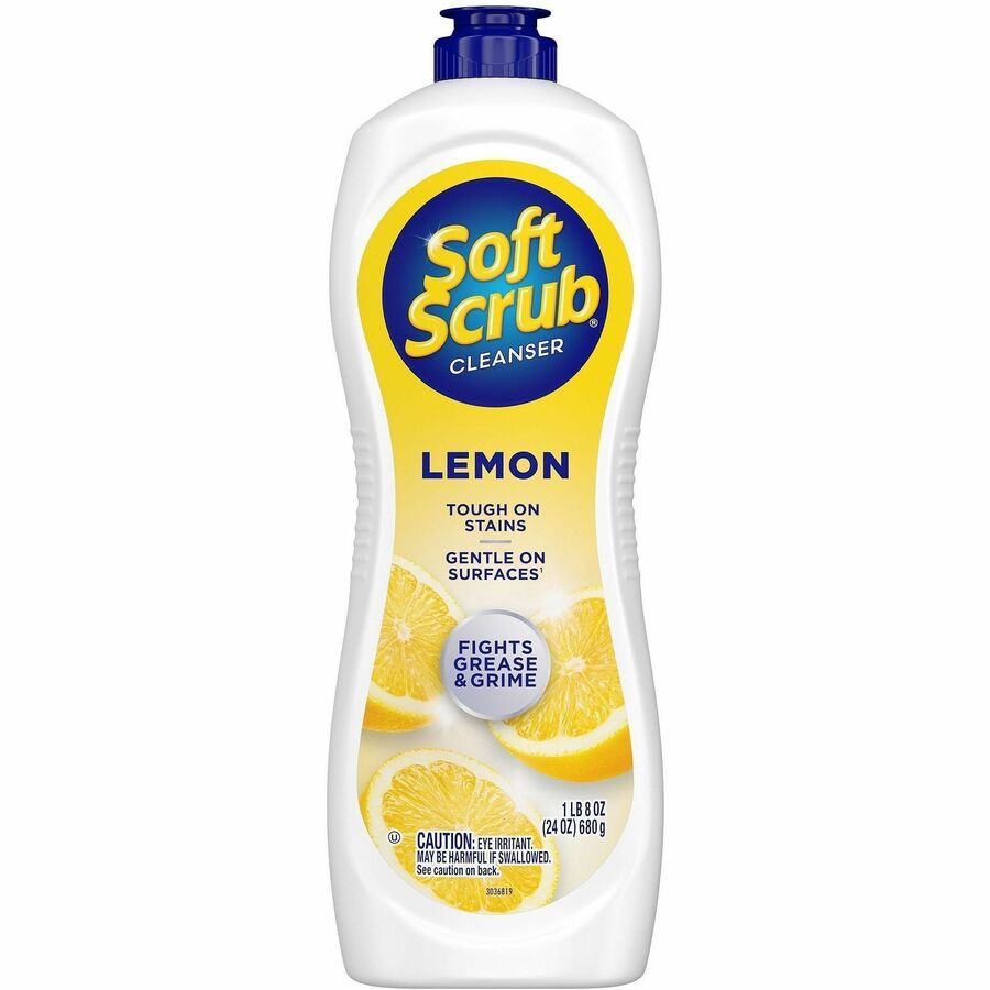 Soft Scrub Total Bath/Kitchen Cleanser - For Multipurpose, Multi Surface - 24 fl oz (0.8 quart) - Fresh, Lemon Scent - Non-abrasive, Kosher - White - 8 / Carton