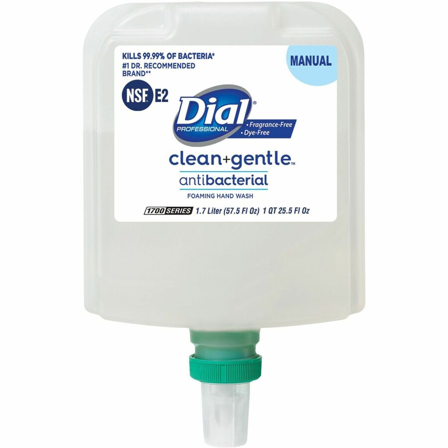 Dial 1700 Universal Dispenser Refills - 1.80 quart - Bacteria Remover - Skin, Hand - Antibacterial - White - Fragrance-free, Dye-free, Hygienic, Odor Neutralizer - 3 / Carton