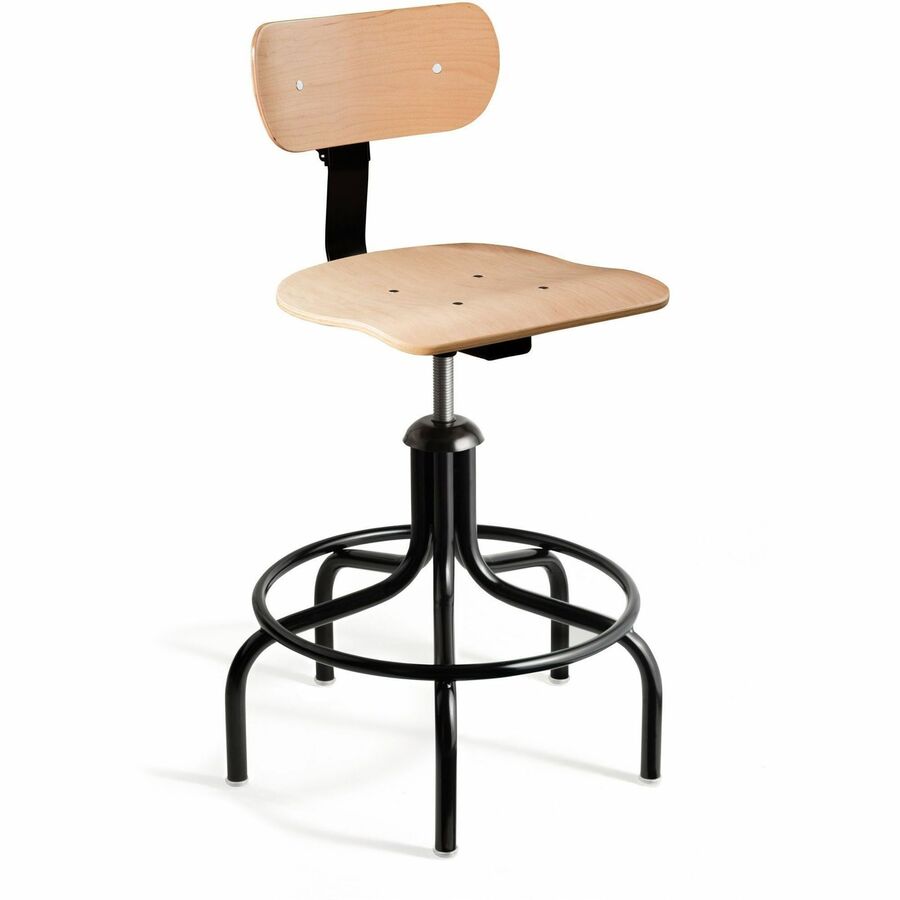 BEVCO Plywood Series Chair - Natural Wood Seat Color - Maple, Plywood Seat Material - Plywood Back Material - Black Frame Color - Round Leg, 5-star Base - 1 Each