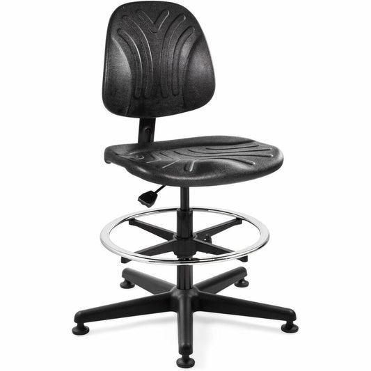 BEVCO Dura Series Heavy-Duty Chair - Polyurethane Seat Material - High Back - 5-star Base - Black - 1 Each