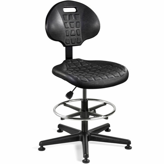 BEVCO Everlast Series Chair - Polyurethane Seat Material - High Back - 5-star Base - Black - 1 Each