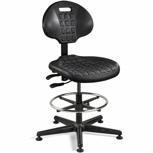 BEVCO Everlast Series Chair - Polyurethane Seat Material - High Back - 5-star Base - Black - 1 Each