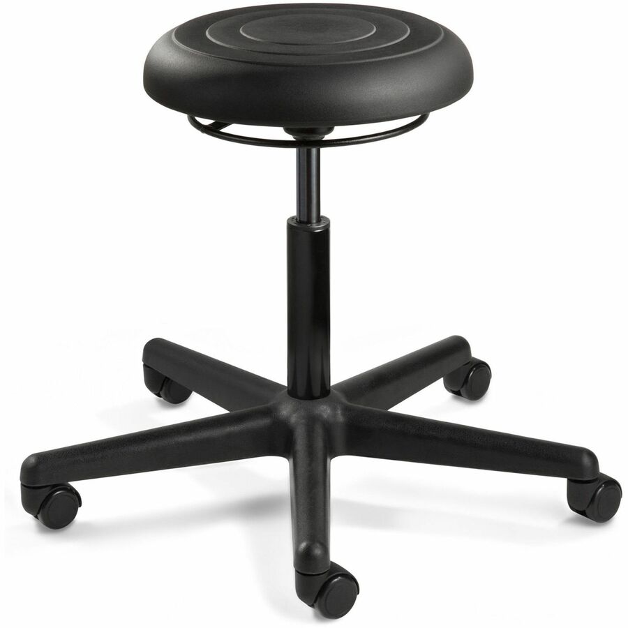 BEVCO Ergolux Stool - Black Seat Color - Memory Foam, Polyurethane Seat Material - 5-star Base - 1 Each