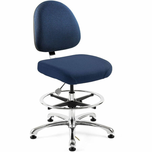 BEVCO Integra Series Chair - Medium Back - 5-star Base - Navy, Chrome - Fabric - 1 Each