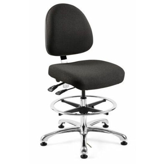 BEVCO Integra Series Chair - Medium Back - 5-star Base - Navy, Chrome - Fabric - 1 Each