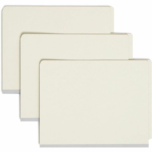 Smead Straight Tab Cut Letter Recycled Classification Folder - 8 1/2" x 11" - 2" Expansion - 2 x 2S Fastener - 2" for Folder - End Tab Location - 2 Divider - 25 pt. - Pressboard - Gray/Green - Heavy Duty, Tear Resistant - 100% Recycled - 10 / Box