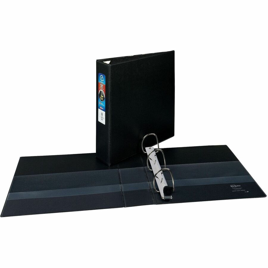 Avery&reg, 2" Heavy Duty Binder - 2" Binder Capacity - Letter - 8 1/2" x 11" Sheet Size - 540 Sheet Capacity - 2" Ring - Fastener: Ring - Pocket: 4, Internal - Polypropylene - Black - Pocket, Heavy Duty, One Touch Ring, Long Lasting, Tear Resistant, Sp...