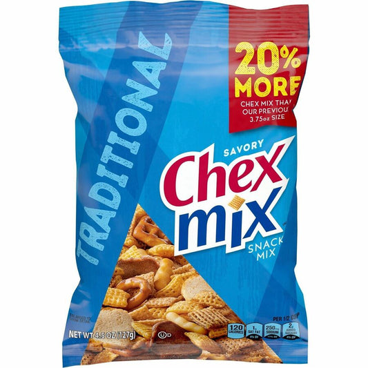 Chex Traditional Snack Mix - Traditional - 4.50 oz - 8 / Carton