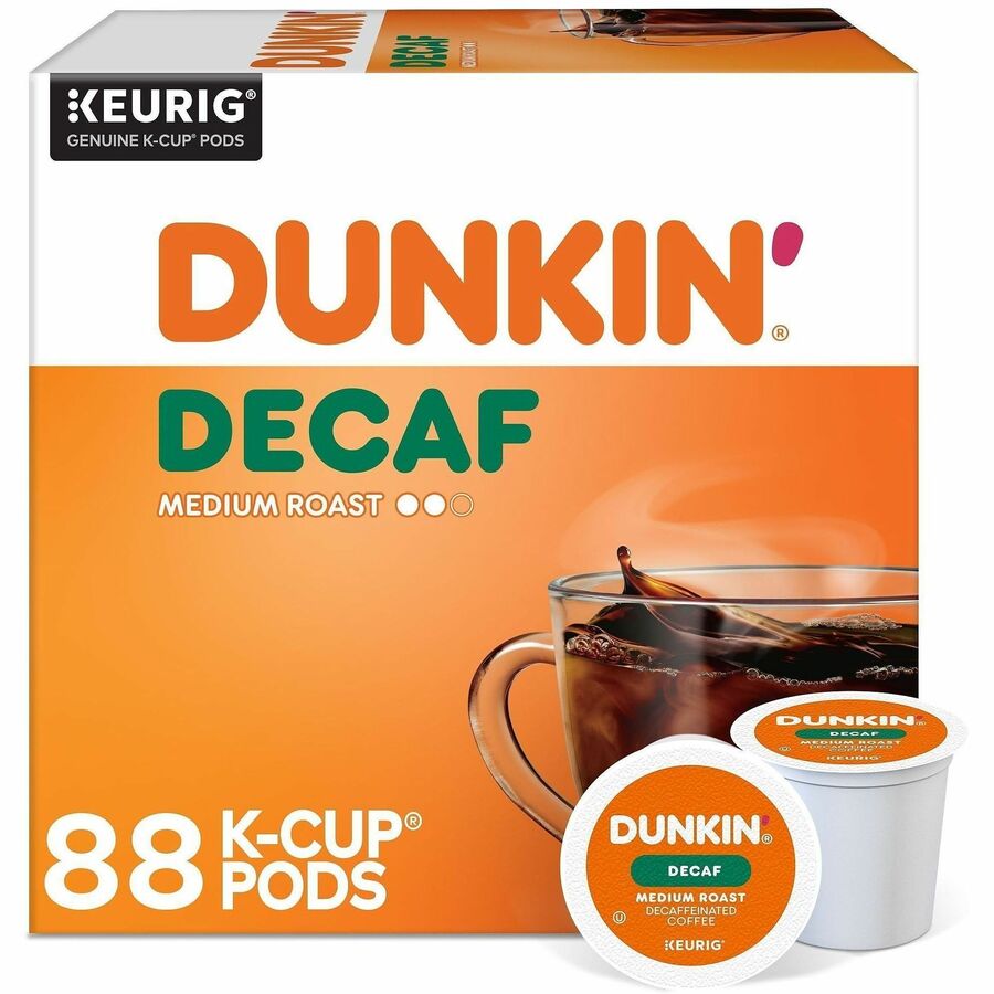 Dunkin'&reg, K-Cup Decaf Coffee - Compatible with Keurig Brewer - Medium - 0.3 oz Per Box - 22 K-Cup - K-Cup - Decaf, Original Blend - Kosher - Decaffeinated - 4 / Carton