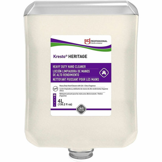 Kresto Super Heavy Duty Hand Cleanser - Citrus Scent - 1.06 gal - Cartridge Dispenser - Soil Remover, Oil Remover, Grease Remover, Tar Remover, Paint Remover, Grime Remover - Hand, Skin, Industrial, Automotive - Off White - Heavy Duty, Non-abrasive, pH...