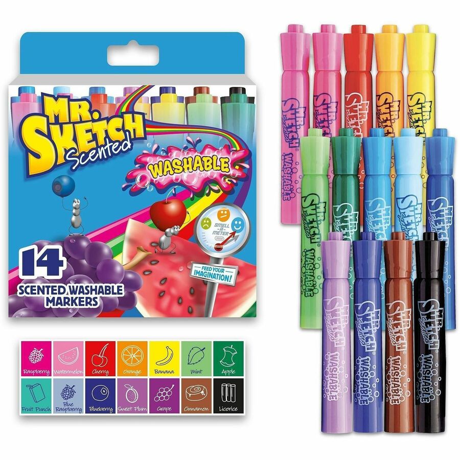 Mr. Sketch Scented Washable Markers - Washable - Assorted Ink - 14 / Set