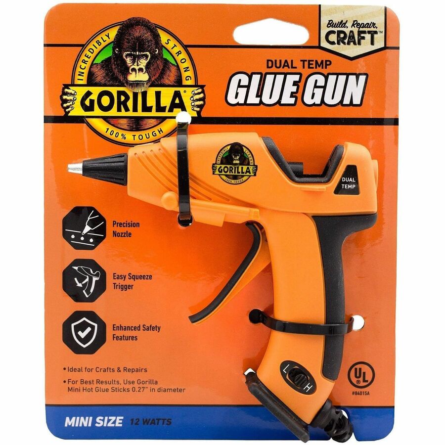 Gorilla Glue Dual Temp Mini Hot Glue Gun - 380&deg, F (193.3&deg, C) - Orange, Black