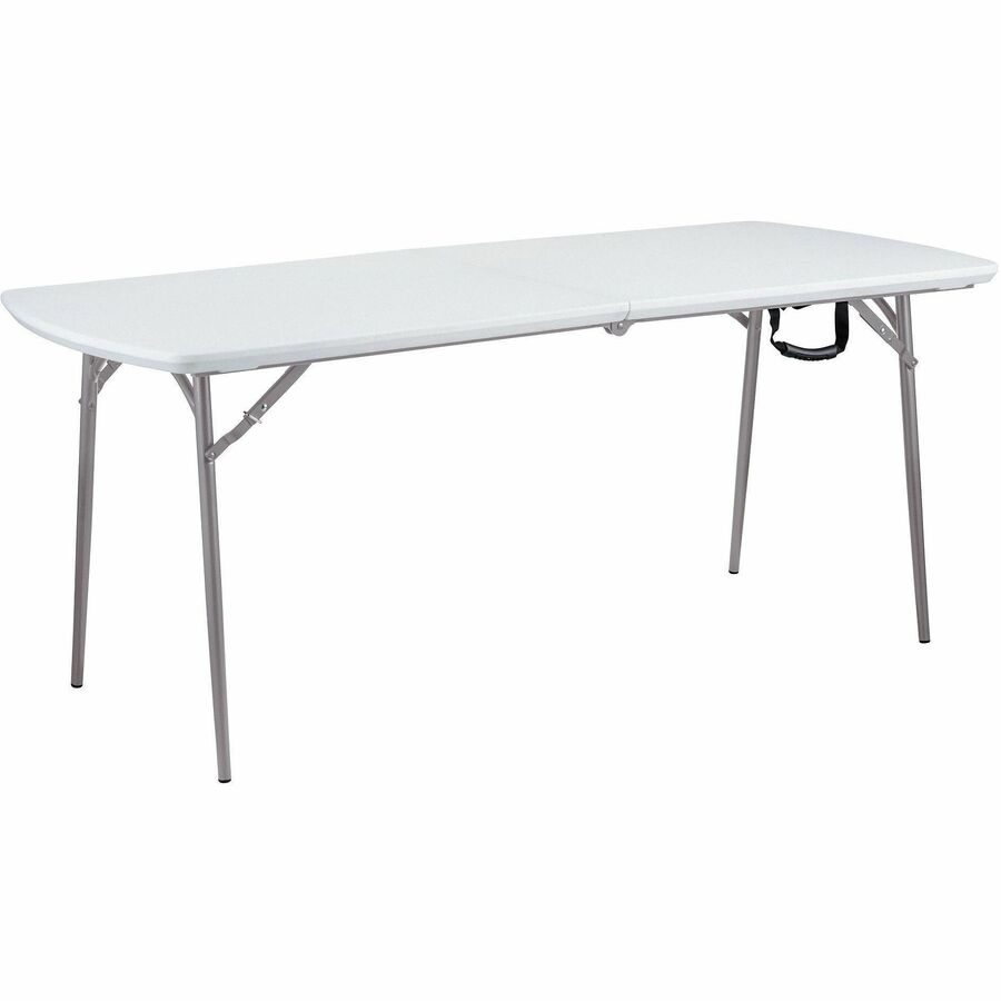 National Public Seating Banquet Fold-In-Half Tables - Speckled Gray Top - Round Tube Leg Base - 4 Legs - 700 lb Capacity - 71.80" Table Top Length x 30" Table Top Width - 29.50" Height - Room, Indoor, Outdoor, Banquet, Cafeteria, Industry - High-densit...
