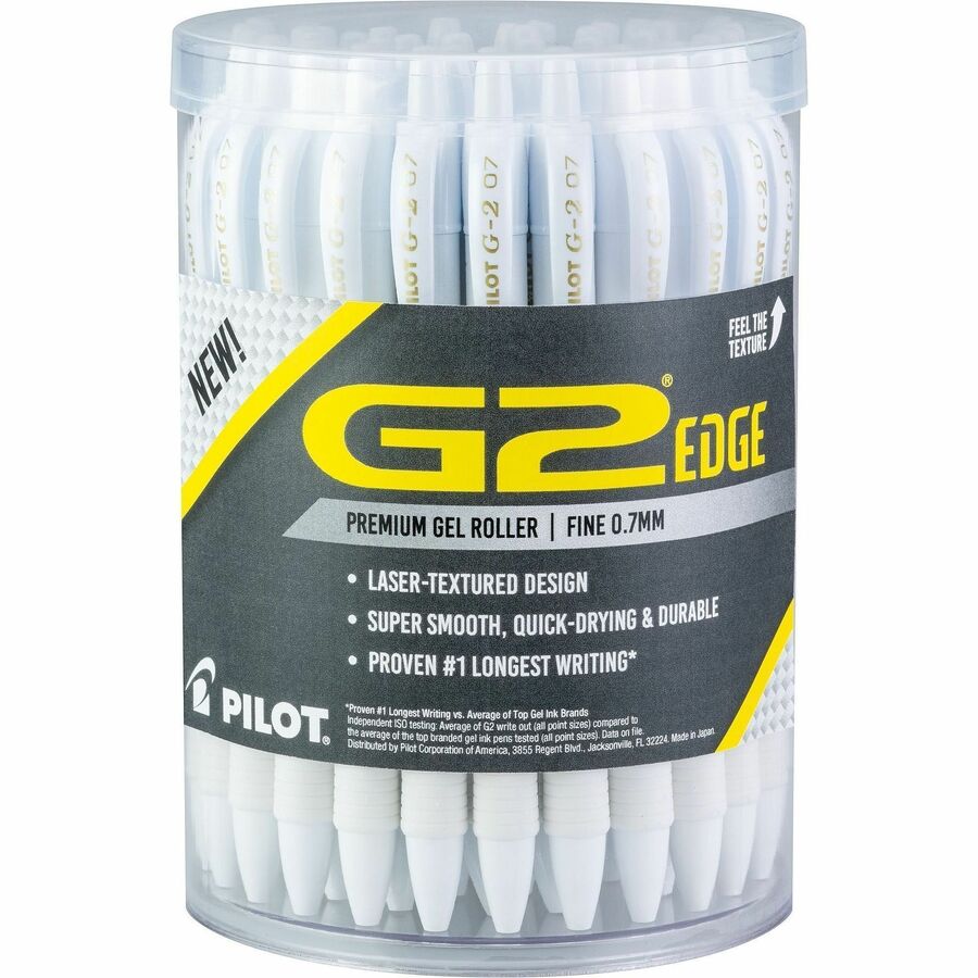 G2 Edge Gel Pen - Refillable - Retractable - Black Ink - Gel-based - White Barrel - Tungsten Carbide Tip - Writing - 36 / Pack