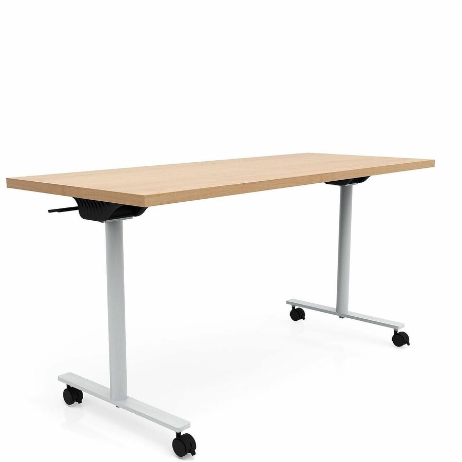 Safco Jurni Flip Table with Casters - Powder Coated T-shaped Base - Modern Style x 60" Table Top Width x 24" Table Top Depth x 1.10" Table Top Thickness - 29" Height - Classroom, Training Room - Assembly Required - Fusion Maple - Laminate Top Material...