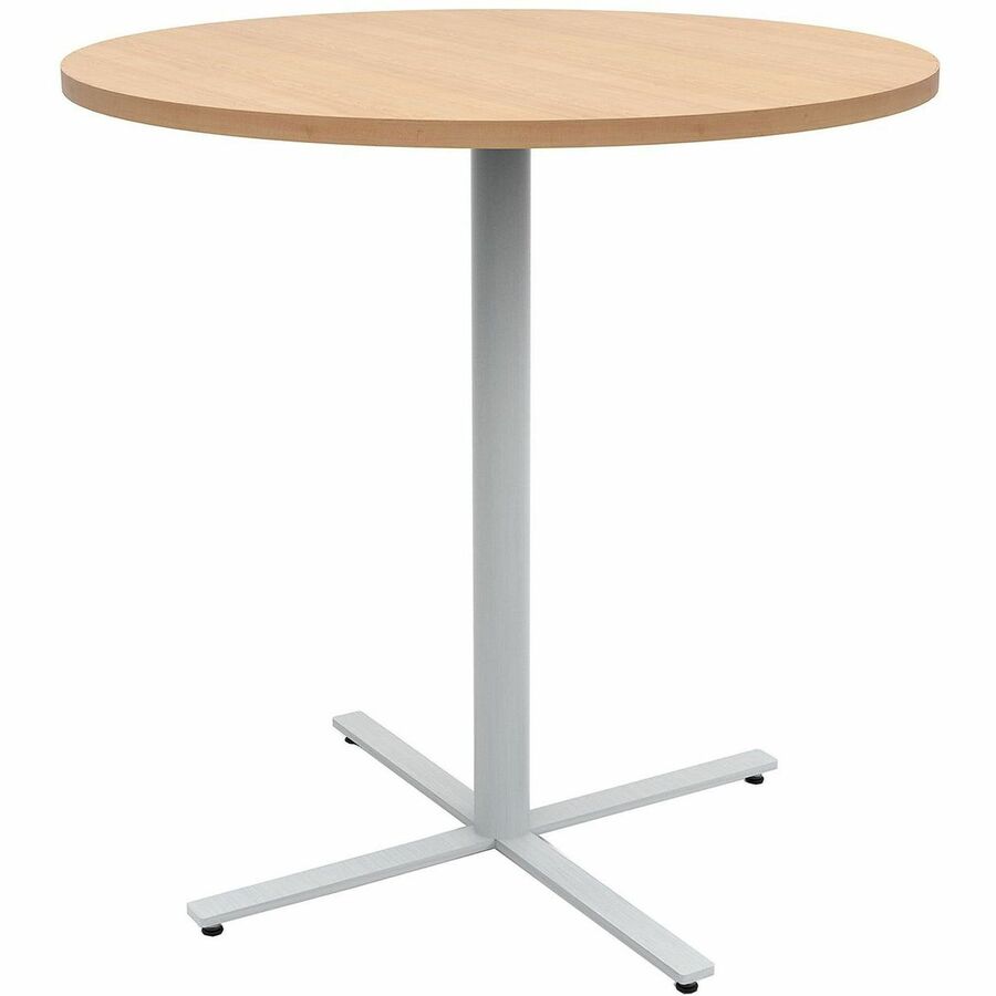 Safco Jurni Bistro Table with Round Top - Round Top - Textured, Powder Coated Base - Modern Style - 42" Table Top Diameter - 42" Height - Cafeteria - Assembly Required - Fusion Maple - Laminate Top Material - 1 Each