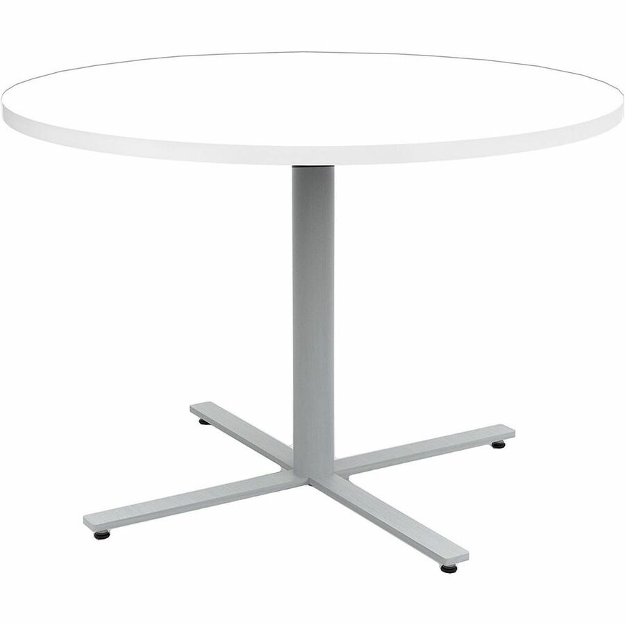 Safco Jurni Cafe Table with Round Top - Round Top - Textured, Powder Coated Base - 42" Table Top Diameter - 29" Height - Cafeteria, Breakroom - Assembly Required - Designer White - Laminate Top Material - 1 Each