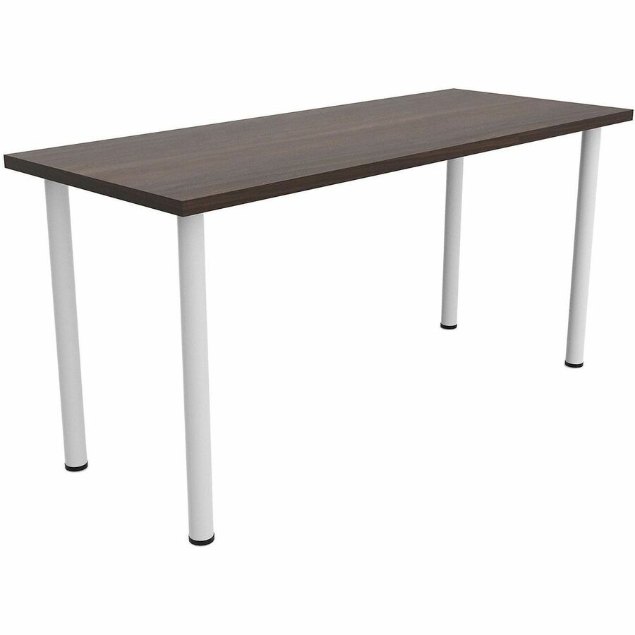 Safco Jurni Multi-Purp. Table w/Post Leg & Glides - Powder Coated Post Leg Base - Modern Style x 60" Table Top Width x 24" Table Top Depth x 1.10" Table Top Thickness - 29" Height - Multipurpose - Assembly Required - Columbian Walnut - Laminate Top Mat...