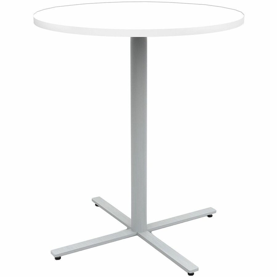 Safco Jurni Bistro Table with Round Top - Round Top - Textured, Powder Coated Base - Modern Style - 36" Table Top Diameter - 42" Height - Cafeteria - Assembly Required - Designer White - Laminate Top Material - 1 Each