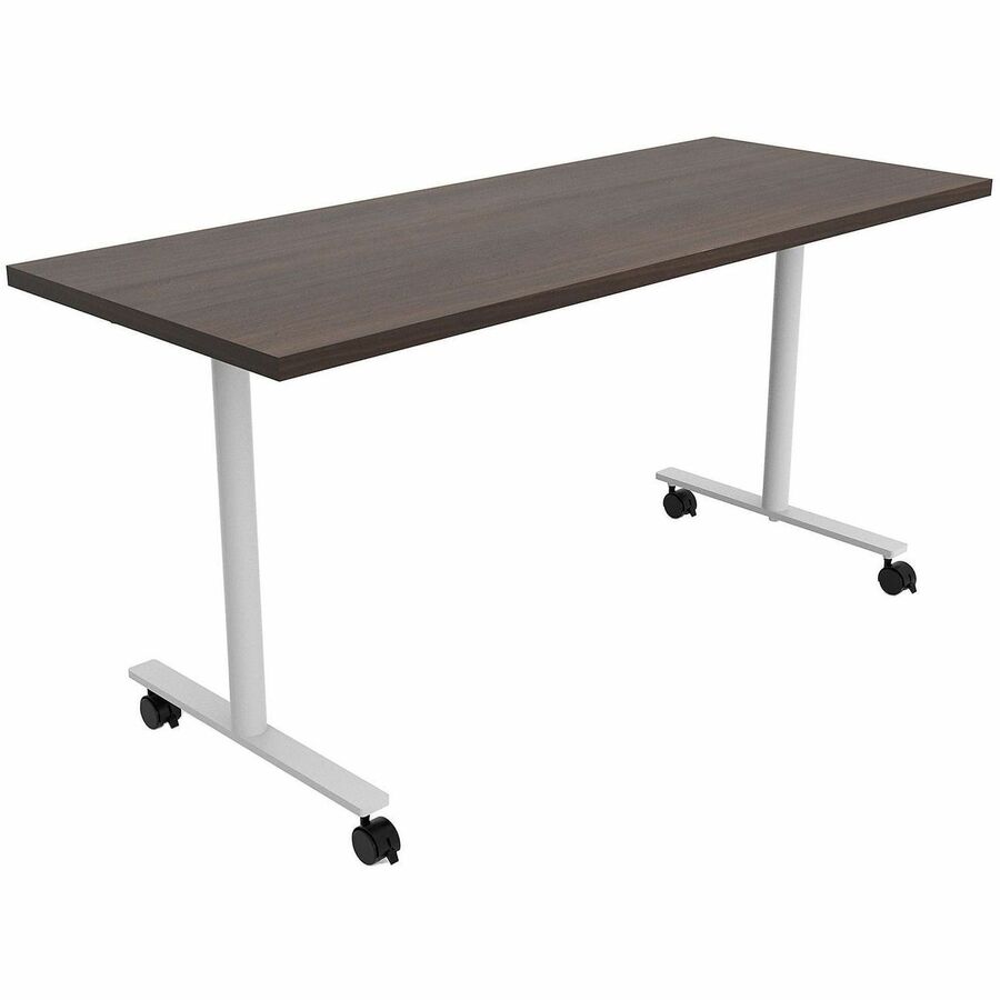 Safco Jurni Multi-Purp. Table w/T-Leg & Casters - Textured T-shaped, Powder Coated Base - 60" Table Top Width x 24" Table Top Depth x 1.10" Table Top Thickness - 29" Height - Multipurpose - Assembly Required - Columbian Walnut - Laminate Top Material...