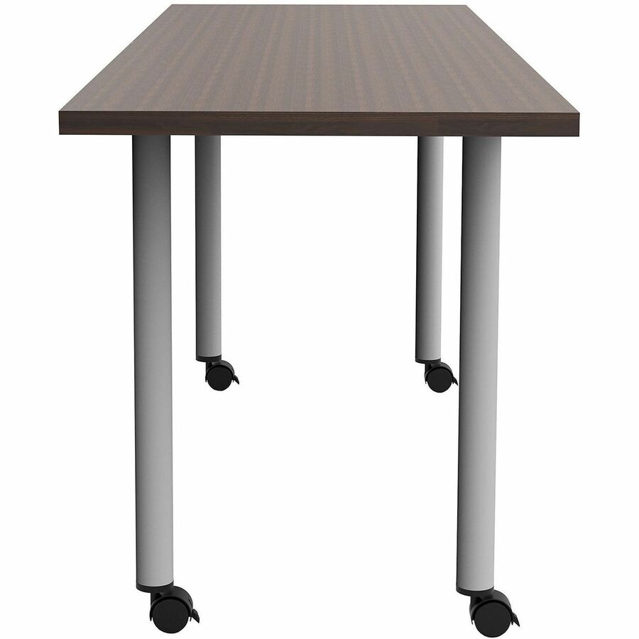 Safco Jurni Multi-Purpose Table with Post Leg & Casters - Laminated Top - Powder Coated Post Leg Base - 72" Table Top Width x 24" Table Top Depth x 1.10" Table Top Thickness - 29" Height - Multipurpose - Assembly Required - Columbian Walnut - Laminate...