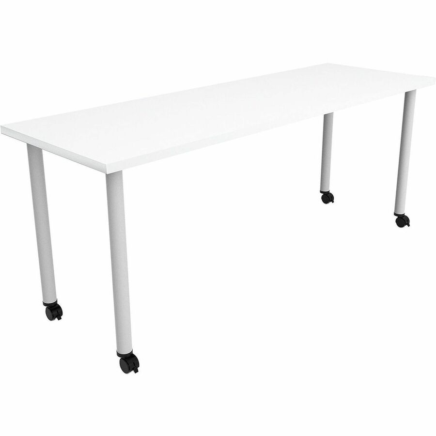 Safco Jurni Multi-Purpose Table with Post Leg & Casters - Laminated Top - Powder Coated Post Leg Base - 72" Table Top Width x 24" Table Top Depth x 1.10" Table Top Thickness - 29" Height - Multipurpose - Assembly Required - Designer White - Laminate To...