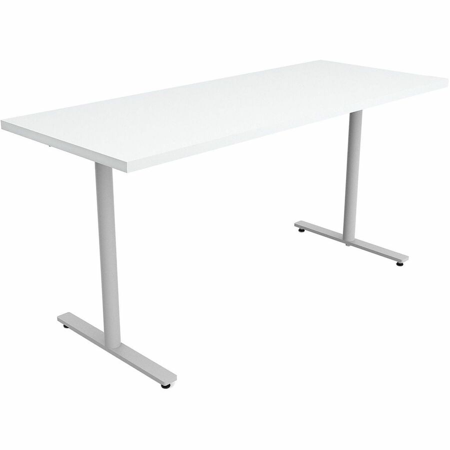 Safco Jurni Multi-Purpose Table with T-Leg & Glides - Laminated Top - Textured T-shaped, Powder Coated Base - 72" Table Top Width x 24" Table Top Depth x 1.10" Table Top Thickness - 29" Height - Multipurpose - Assembly Required - Designer White - Lamin...