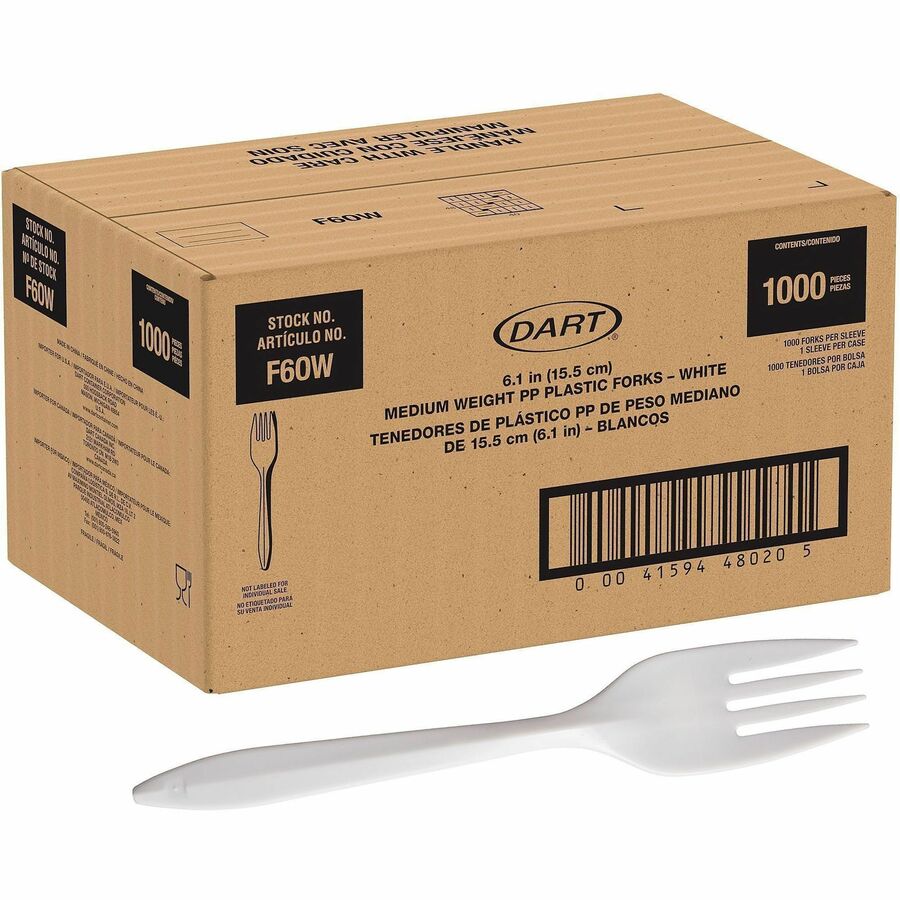 Solo Style Setter by Dart Cutlery Disposable - Fork - Fork - Food, Cafeteria, Barbecue, Breakroom - Disposable - Polypropylene, Plastic - White - 1 Carton