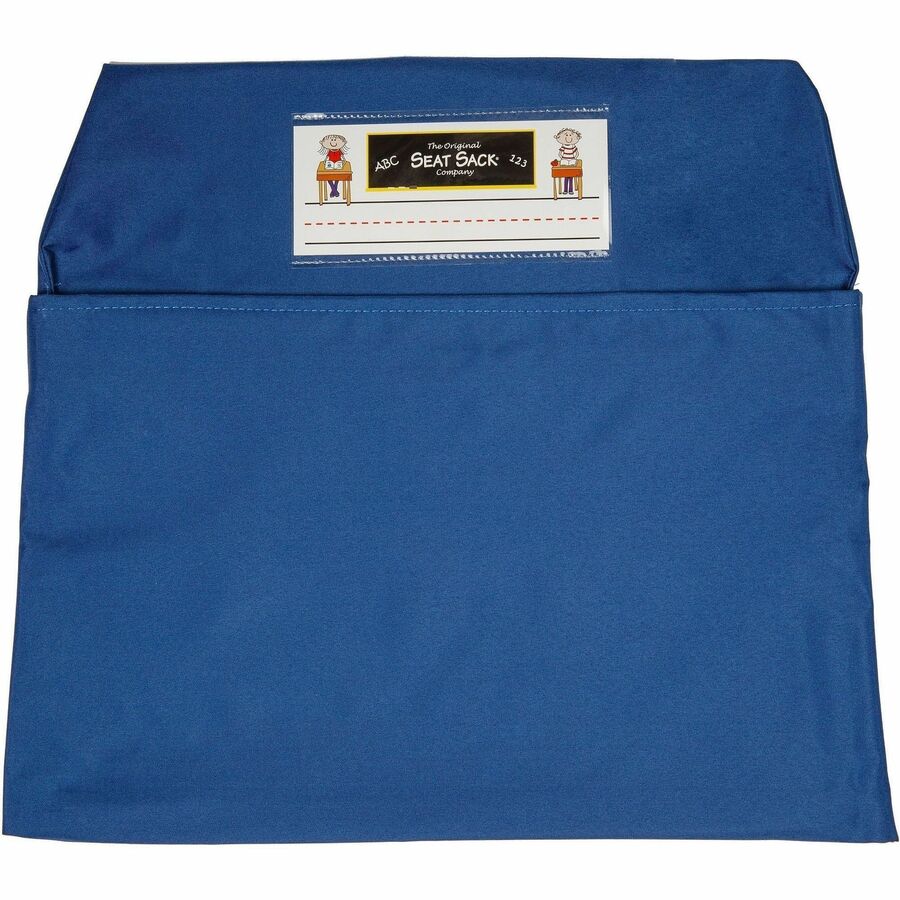 Seat Sack 1-Pocket Seat Sack - 1 Pocket(s) - 1 Compartment(s) - 14" Width x 2" Depth - Chair - Durable, Desk Space, Laminated, Washable, Expandable - Blue - Poly Cotton - 1 Each