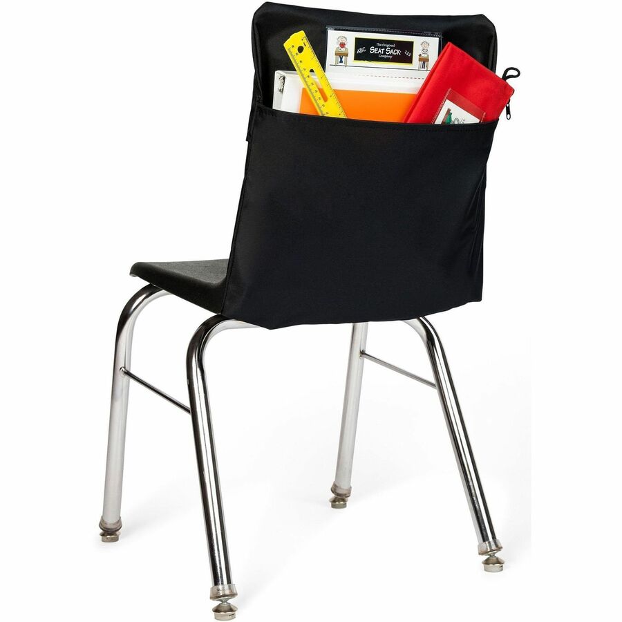 Seat Sack 1-Pocket Seat Sack - 1 Pocket(s) - 1 Compartment(s) - 15" Width x 2" Depth - Chair - Durable, Desk Space, Washable, Expandable - Black - Poly Cotton - 1 Each