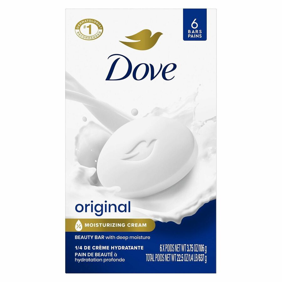 Dove Original Body Bar - For Dry Skin - 4 oz - Body, Skin - Moisturizing - White - 6 / Pack