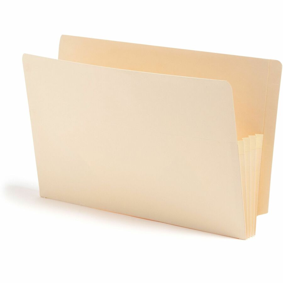 Smead Straight Tab Cut Legal File Pocket - 8 1/2" x 14" - 3 1/2" Expansion - 2 Plys - Manila - Tear Proof - 10% Recycled - 25 / Box