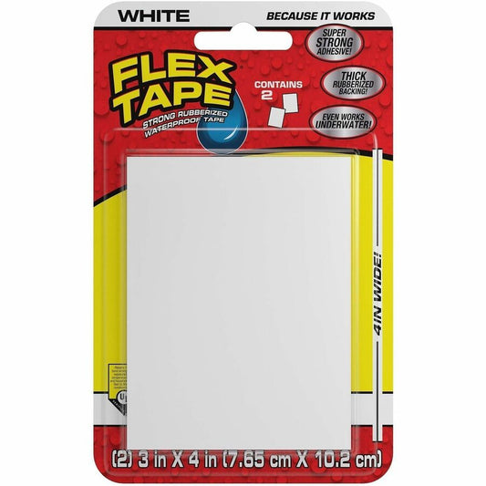 FLEX SEAL Repair Tape - 3" Length x 4" Width - White - Rubber Backing - Damage Resistant, Water Proof - For Repair, Patching, Bonding, Sealing, Multi Surface - 24 / Carton