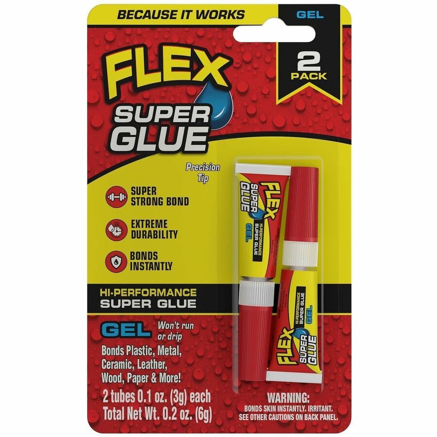 FLEX SEAL High-Performance Super Glue - 0.11 oz - Clear - 8 / Carton