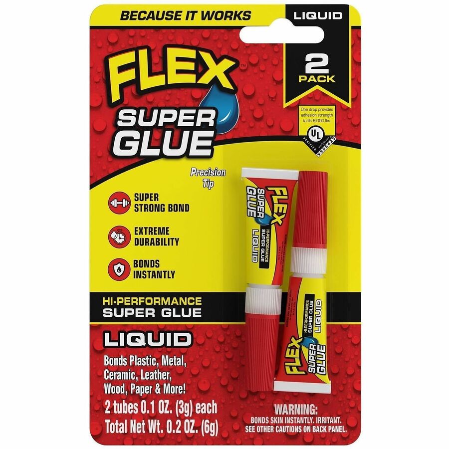 FLEX SEAL High-Performance Super Glue - 0.11 oz - Clear - 8 / Carton