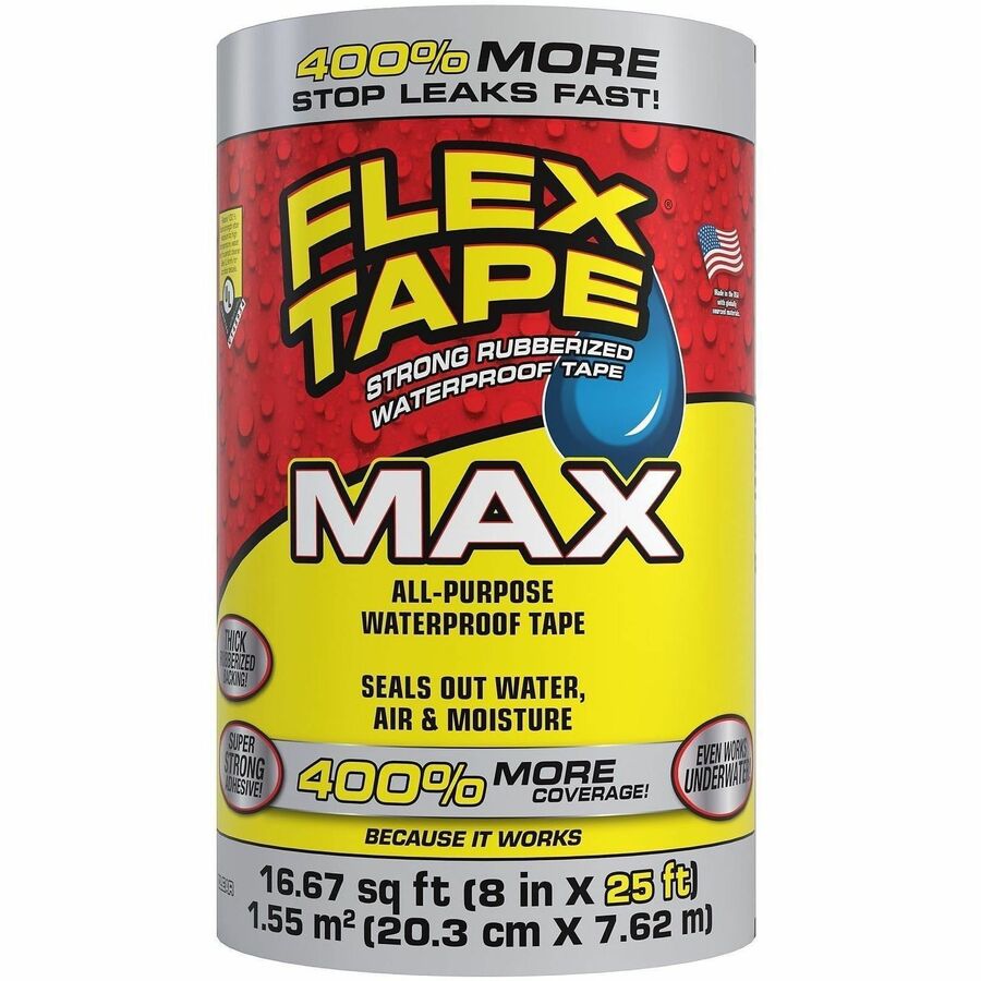 FLEX SEAL Repair Tape - 25 ft Length x 8" Width - Clear - Water Proof, UV Resistant, Temperature Resistant, Weather Resistant, Moisture Resistant - For Repair, Sealing, Home, Roofing, General Purpose, Bathroom, Project, Multi Surface, Bonding, Patching...