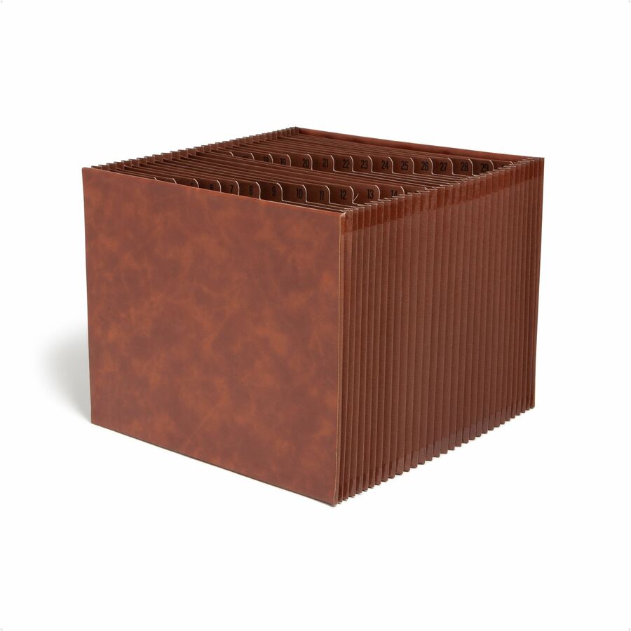 Smead TUFF Letter Expanding File - 8 1/2" x 11" - 6200 Sheets Capacity - 31 Pocket - Top Tab Location - Assorted Tab Position - 30 Divider - Vegan Leather - Brown - Durable, Reinforced Gusset, Reinforced Edges - 1 Each