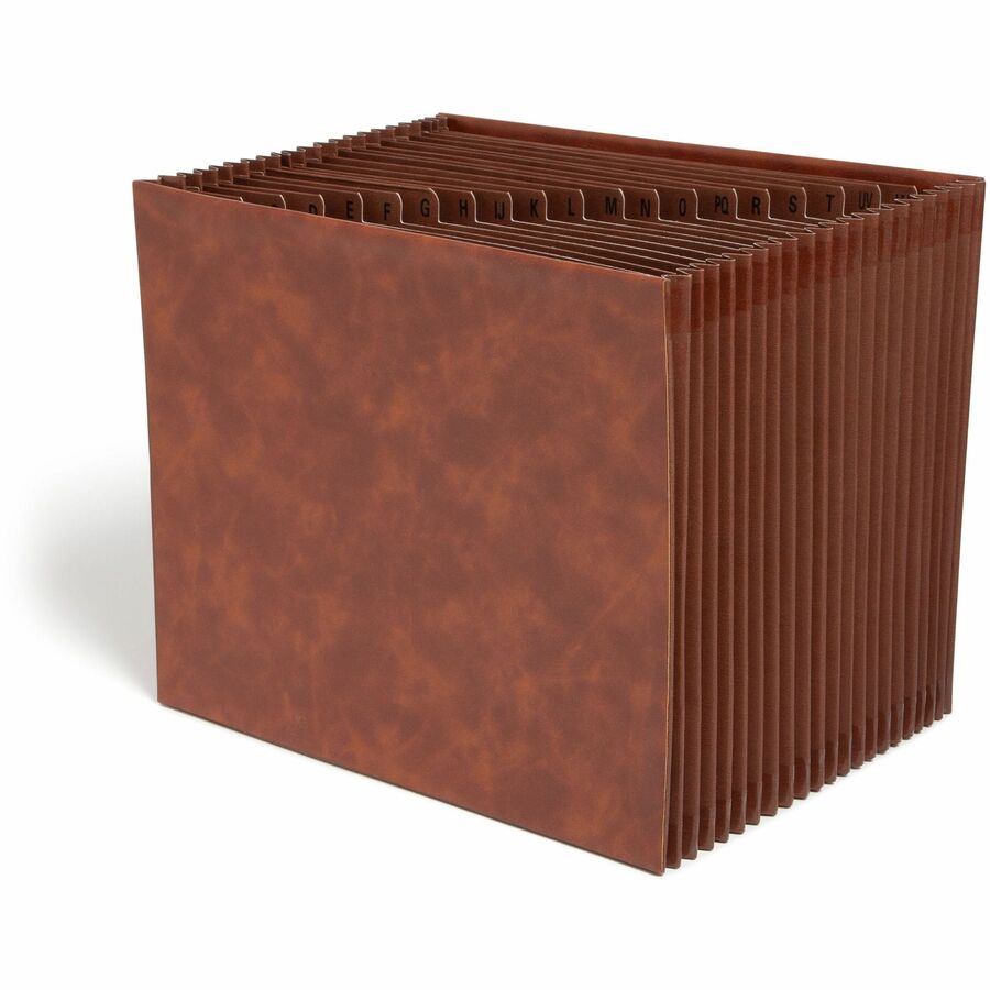 Smead TUFF Letter Expanding File - 8 1/2" x 11" - 4200 Sheets Capacity - 21 Pocket - Top Tab Location - Assorted Tab Position - 20 Divider - Vegan Leather - Brown - Durable, Reinforced Gusset, Reinforced Edges, Water Resistant - 1 Each