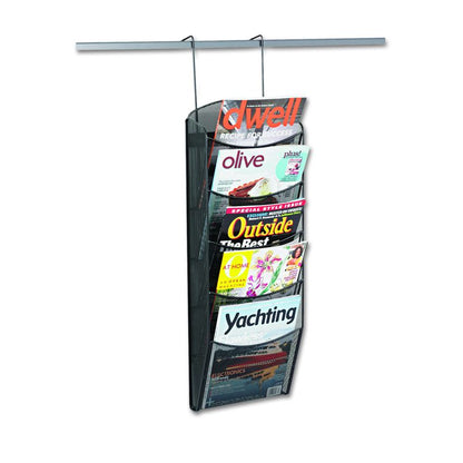 Onyx Mesh Literature Rack, Five Compartments, 10.25w x 3.5d x 28.33h, Black