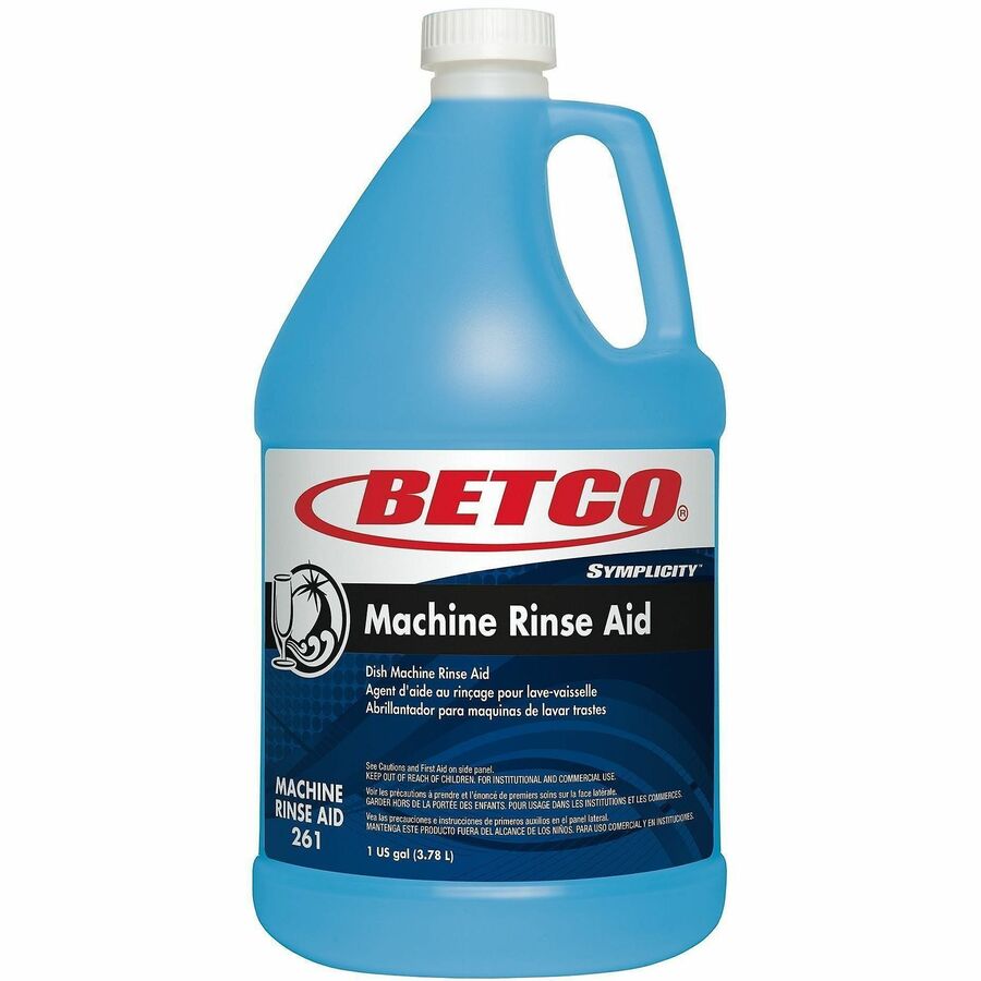 Symplicity Machine Rinse Aid - For Dish - Concentrate - 512 fl oz (16 quart) - Recommended For: Alkaline Deposit Remover, Hard Water Deposit Remover - Low Foaming, Spill Resistant, Quick Drying - Blue - 1 Each