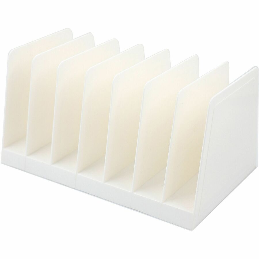 Business Source 6-slot Inclined Desk Step Sorter - 6 Compartment(s) - 6.50" Height x 8" Width x 7.75" Depth - Desktop, Desk - White - 1 Each