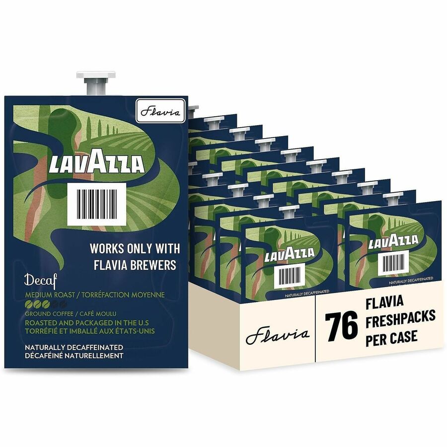 Flavia Freshpack Naturally Decaffeinated Medium Roast Coffee - Compatible with Flavia Aroma, Flavia Creation 300, FLAVIA Creation 600 - Medium - Freshpack - Decaf - Kosher - Decaffeinated - 76 / Carton