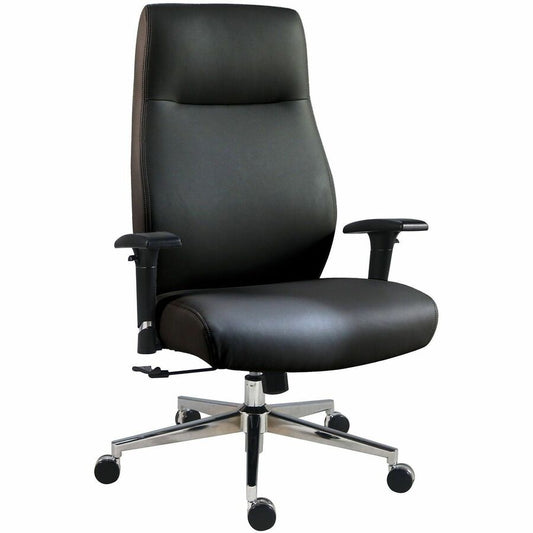 Lorell Fuerte Executive High-Back Chair with Adjustable Arms - High Back - Black - Poly, Polyurethane - Armrest - 1 Each