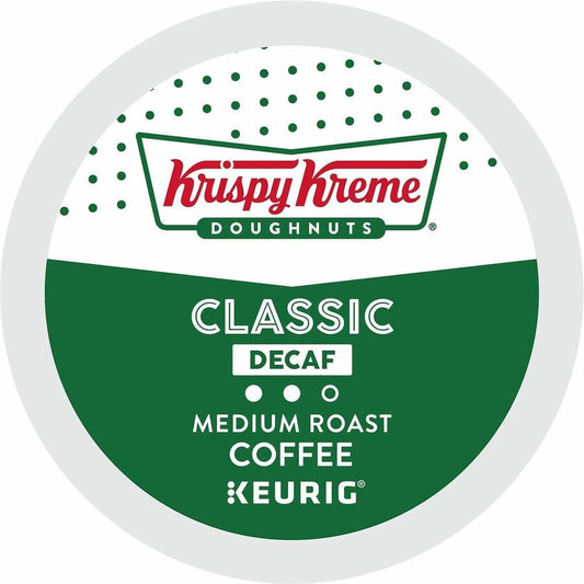 Krispy Kreme Doughnuts&reg, K-Cup, Pod Classic Decaf Coffee - Compatible with Keurig Brewer - Medium - 24 K-Cup - K-Cup, Pod - Classic - Decaffeinated - 4 / Carton