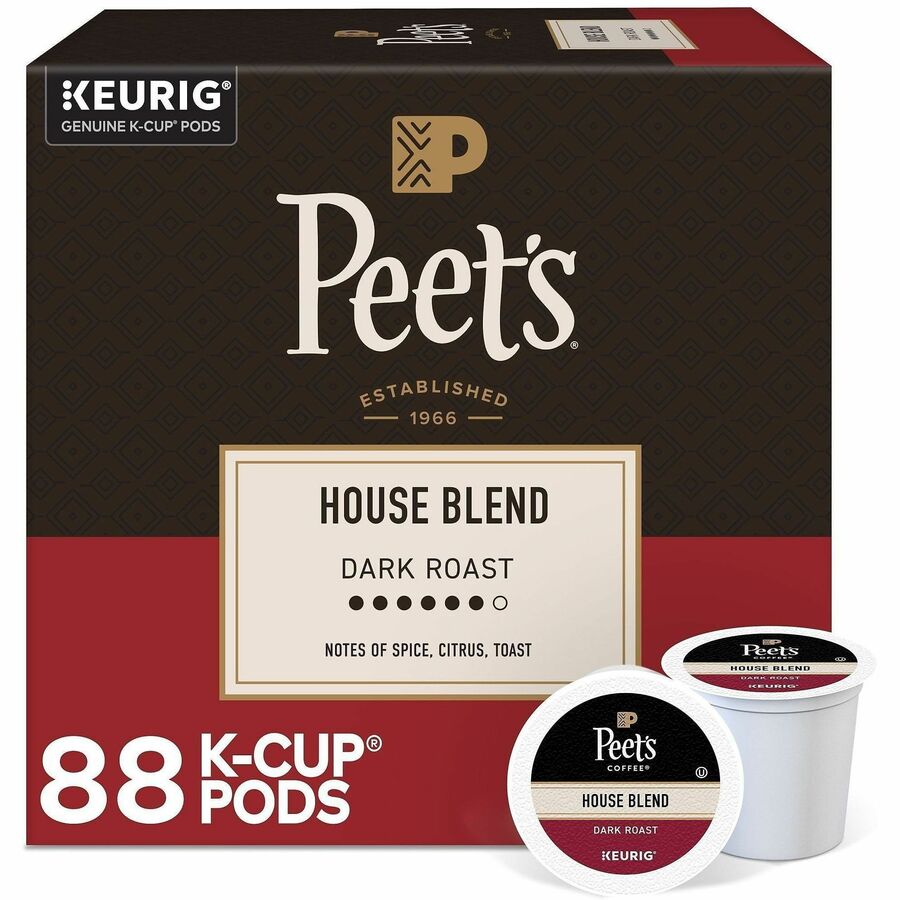Peet's K-Cup House Blend Coffee - Compatible with Keurig Brewer - Dark - 22 K-Cup - K-Cup - House Blend - 4 / Carton