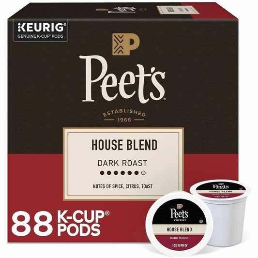 Peet's K-Cup House Blend Coffee - Compatible with Keurig Brewer - Dark - 22 K-Cup - K-Cup - House Blend - 4 / Carton