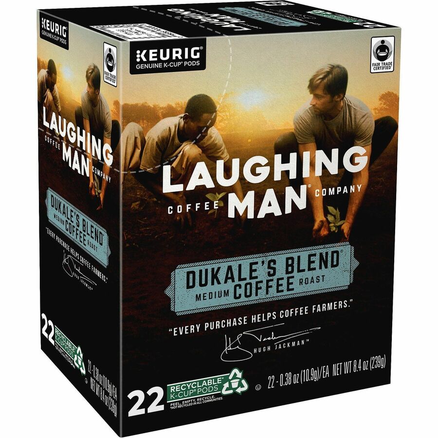 LAUGHING MAN K-Cup Dukale's Blend Coffee - Compatible with Keurig K-Cup Brewer - Medium - 22 K-Cup - K-Cup - Dukale's Blend - Kosher - 4 / Carton