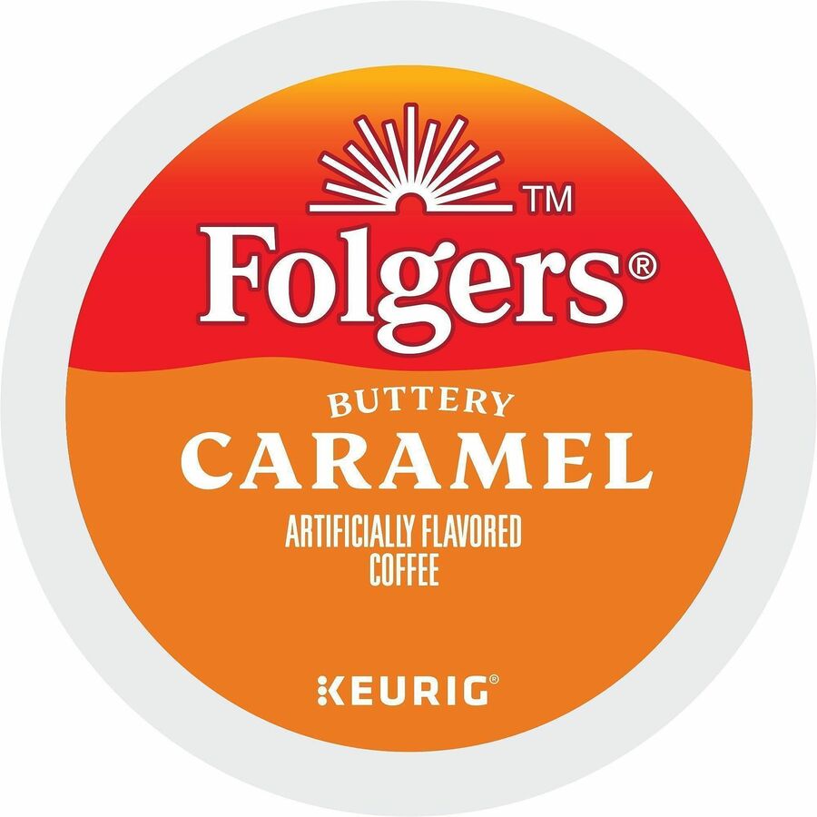 Folgers&reg, K-Cup Buttery Caramel Coffee - Compatible with Keurig K-Cup Brewer - Medium - 24 K-Cup - K-Cup - Buttery Caramel, Caramel, Arabica - 4 / Carton