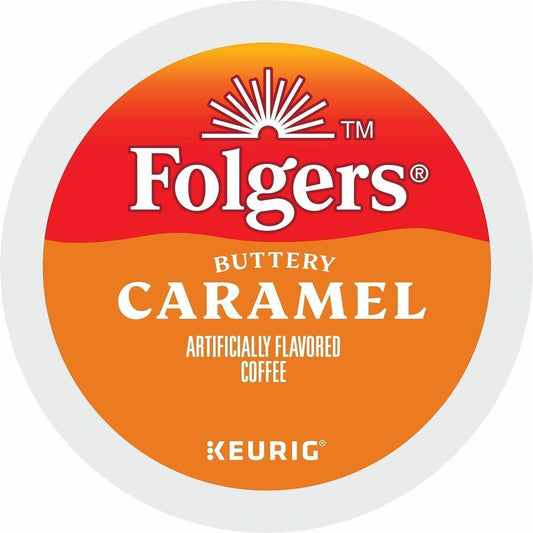 Folgers&reg, K-Cup Buttery Caramel Coffee - Compatible with Keurig K-Cup Brewer - Medium - 24 K-Cup - K-Cup - Buttery Caramel, Caramel, Arabica - 4 / Carton