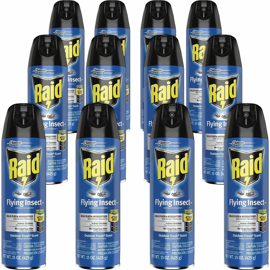 Raid Flying Insect Spray - Spray - Kills Flies, Mosquitoes, Gnats, Hornet, Moths, Fruit Fly, Wasp, Yellow Jacket, Boxelder Bug, Asian Ladybeetle - 15 fl oz - Off White - 12 / Carton